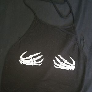 Skeleton Hands Crop Top/Halter Top